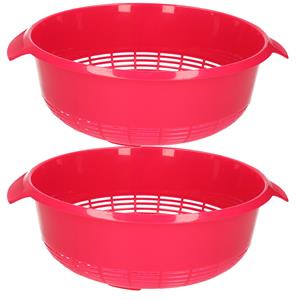 Forte Plastics set van 2x stuks kunststof keuken vergiet van 27 x 10 cm roze -