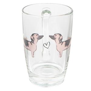 Clayre & Eef Theeglas 300 Ml Honden Theemok Theebeker Transparant Theemok Theebeker