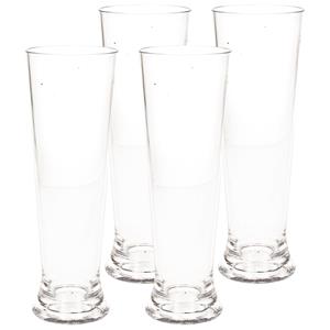 6x Stuks Onbreekbaar Bierglas Op Voet Transparant Kunststof 30 Cl/300 Ml - Bierglazen