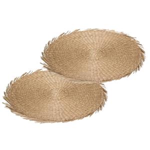 Secret De Gourmet Set van 4x stuks ronde placemats raffia naturel - 38 cm - Tafel onderleggers