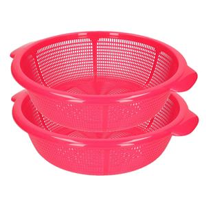 Forte Plastics set van 2x stuks kunststof keuken vergiet van 31 x 9.5 cm fuchsia roze -