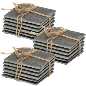 Secret de Gourmet Set van 18x vierkante onderzetters voor glazen 10 x 10 cm leisteen -