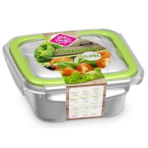 1x Voorraad/vershoudbakje 0,25 Liter Transparant/groen Plastic - Vershoudbakjes