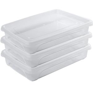 Hega Hogar 3x Voedsel Plastic Bewaarbakje Laag 0,5 Liter Transparant 18 X 12 X 4 Cm - Vershoudbakjes