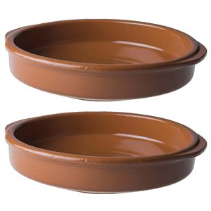 Tapas Set van 2x stuks  ovenschaal/serveerschaal 1,2 liter rond terracotta 23 cm -