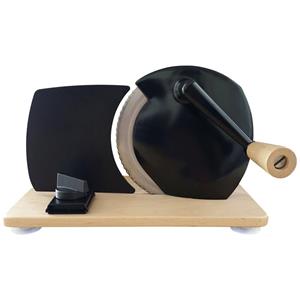 myJupiter Multifunktions-Küchenmaschine Hand-Allesschneider mit Holzplatte, schwarz
