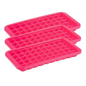 Forte Plastics 3x stuks Trays met Cocktail ijsblokjes/ijsklontjes vormen 50 vakjes kunststof roze