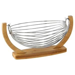 5five Fruitschaal fruitmand - hangend - hout-metaal - 36x21x18 cm -