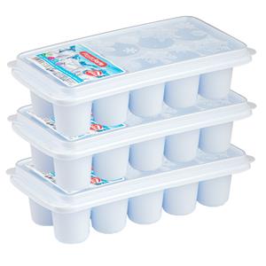 Forte Plastics 3x stuks Trays met dikke grote ronde blokken van 6.5 cm ijsblokjes/ijsklontjes vormpjes 10 vakjes kunststof wit met afsluit deksel