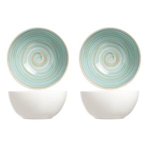 Cosy & Trendy 6x stuks rond schaaltje/kommetje Turbolino blauw van aardewerk 14,5 cm - Ontbijt/dessert schaaltjes
