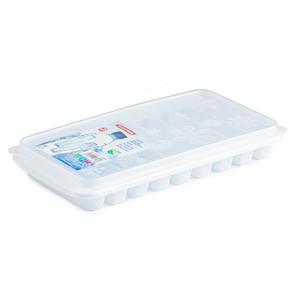 Forte Plastics Tray met Flessenhals ijsblokjes/ijsklontjes ijsblok staafjes vormpjes 10 vakjes kunststof wit met afsluit deksel