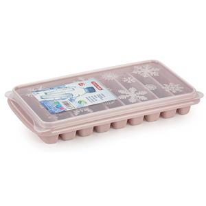 Forte Plastics Tray met Flessenhals ijsblokjes/ijsklontjes ijsblok staafjes vormpjes 10 vakjes kunststof oud roze met afsluit deksel