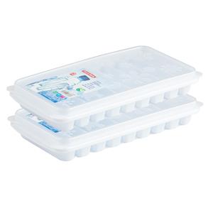 Forte Plastics 2x stuks Trays met Flessenhals ijsblokjes/ijsklontjes ijsblok staafjes vormpjes 10 vakjes kunststof wit met afsluit deksel