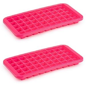 Forte Plastics 2x stuks Trays met Cocktail ijsblokjes/ijsklontjes vormen 50 vakjes kunststof roze