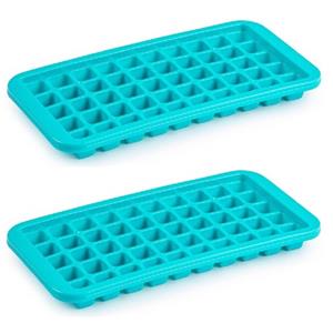 Forte Plastics 2x stuks Trays met Cocktail ijsblokjes/ijsklontjes vormen 50 vakjes kunststof blauw