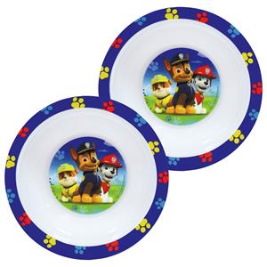 2x Stuks Kunststof Ontbijtbordje Diep Paw Patrol 16 Cm - Kinderservies