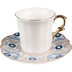 Clayre & Eef Kop En Schotel 95 Ml Wit Porselein Servies Cadeau Voor Haar Cappuccino Wit Servies Cadeau Voor Haar