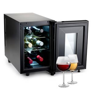 Wijnkoelkast - 230v - 6 Flessen - Instelbare Temperatuur 11°c Tot 18°c - Digitale Display - Zwart