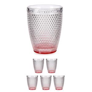 Vivalto Set Van 6x Stuks Luxe Drinkglazen/waterglazen Van 300 Ml Transparant/rood - Drinkglazen