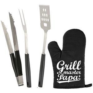 Trendoz Bbq/barbecue Gereedschap Set 3-delig Rvs Met Bbq Handschoen Grillmaster Papa - Barbecuegereedschapset