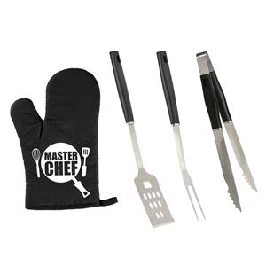 Trendoz Bbq/barbecue Gereedschap Set 3-delig Rvs Met Bbq Handschoen Masterchef - Barbecuegereedschapset