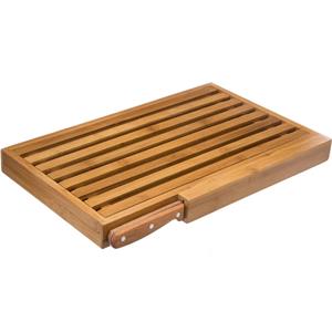 5Five Brood snijplank met kruimel opvangbak 44 x 27 cm van bamboe hout inclusief broodmes nijplanken