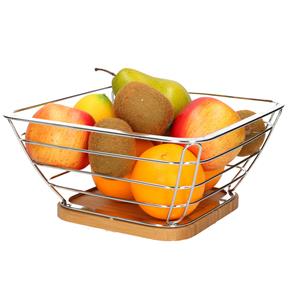 Trendoz Metalen Fruitschaal/fruitmand Zilver Vierkant 24 X 24 X 12 Cm - Fruitschalen