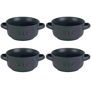Cosy and Trendy 12x Donkergrijze Soepkommen Van Aardewerk 13,5 Cm 470 Ml - Kommetjes