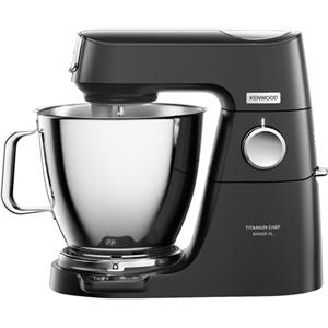 KENWOOD Küchenmaschine Titanium Chef Baker XL KVL85.004BK, 1200 W, 7 l Schüssel, integrierte Waage, inkl. umfangreiches Zubehör, Gratiszubehör: Glasmixaufsatz KAH359GL+Schnitzelwer