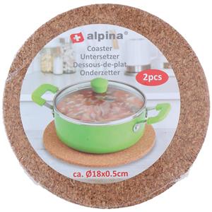 Alpina Becheruntersetzer ALPINA Untersetzer aus Kork, 2 Stück, Ø 18 cm