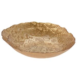 2x stuks glazen decoratie schalen/fruitschalen goud rond D30 x H6 cm -
