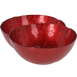 2x stuks glazen decoratie schalen/fruitschalen rood rond D28 x H11,5 cm -