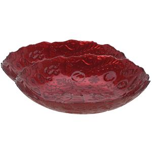 2x stuks glazen decoratie schalen/fruitschalen rood rond D30 x H6 cm -