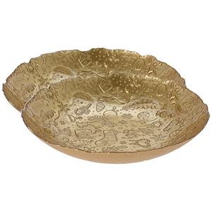 2x stuks glazen decoratie schalen/fruitschalen goud rond D40 x H7 cm -