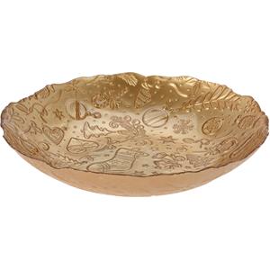 Glazen Decoratie Schaal/fruitschaal Goud Rond D30 X H6 Cm chalen