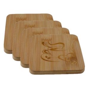 Merkloos Set van 4x stuks houten vierkante glazen onderzetters 10 x 10 cm -