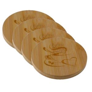 Set van 20x stuks houten ronde glazen onderzetters 10 x 10 cm -