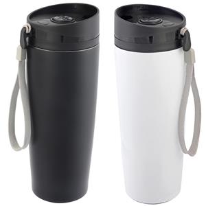 Cuisine Elegance 2x stuks RVS isoleer/warmhoudbekers zwart en wit kleur 380 ml -