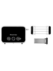 RUSSELL HOBBS Toaster RUSSELL HOBBS Toaster Distinctions 2S 26430-56 Edelstahl Schwarz, 2 Schlitze, für 2 Scheiben, extra breite Toastschlitze, Retro Design