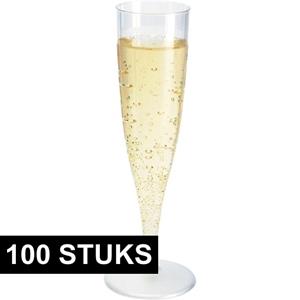 100x Champagne glazen transparant 19 cm -