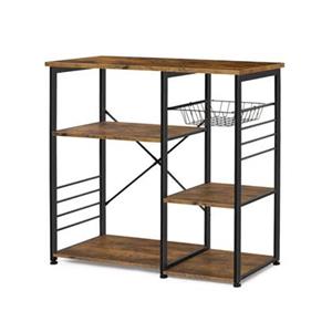 VASAGLE Metalen keukenrek met draadmand, Vintagebruin + zwart