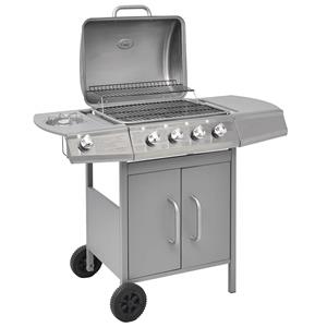 VidaXL Gasbarbecue 4+1 kookzone zilver