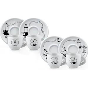 Bialetti Kaffeetasse und Untertasse aus Porzellan - 4er-Set