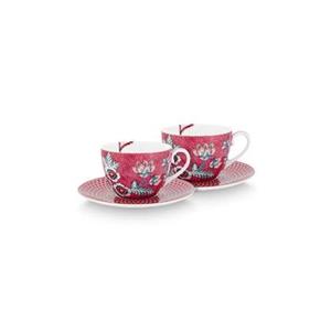 PIP STUDIO Flower Festival Flower Festival Tasse m.Unte. dark pink 280ml Set2 (pink)