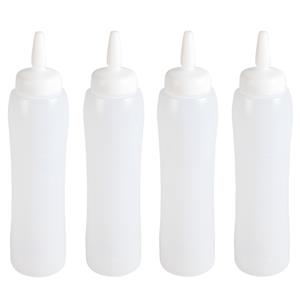 Doseerfles/sausfles - 4x - transparant - 100 cl/1 liter - Knijpfles/spuitfles