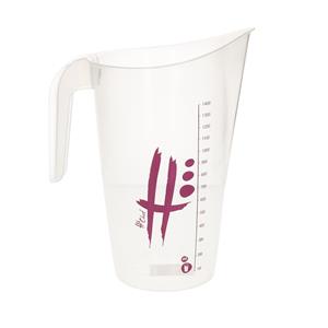 Hega Hogar Transparante maatbeker 1400 ml met roze/paars opdruk 13 x 22 cm - 1,4 liter - Keukenbenodigdheden - Koken