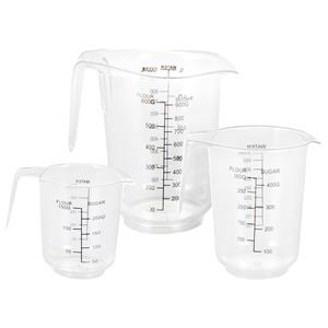 EXCELLENT HOUSEWARE Set van 6x stuks maatbekers transparant 250 ml - 500 ml - 1000 ml - Maataanduiding beker