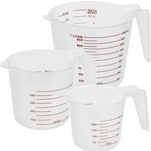 Lifetime Cooking Keuken artikelen maatbekers set van 3 stuks 250-500-1000 ML