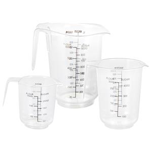 EXCELLENT HOUSEWARE Cuisine Elegance - Set 3x maatbekers transparant 250/500/1000 ml