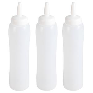 Doseerfles/sausfles - 3x - transparant - 100 cl/1 liter - Knijpfles/spuitfles